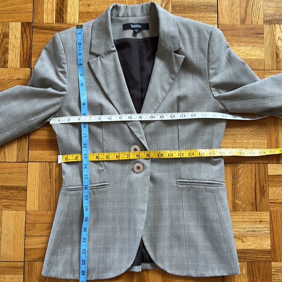 💕Teenflo Tan Glen Check Classic 2 Button Tailored Blazer 8 EUC - Picture 10 of 11